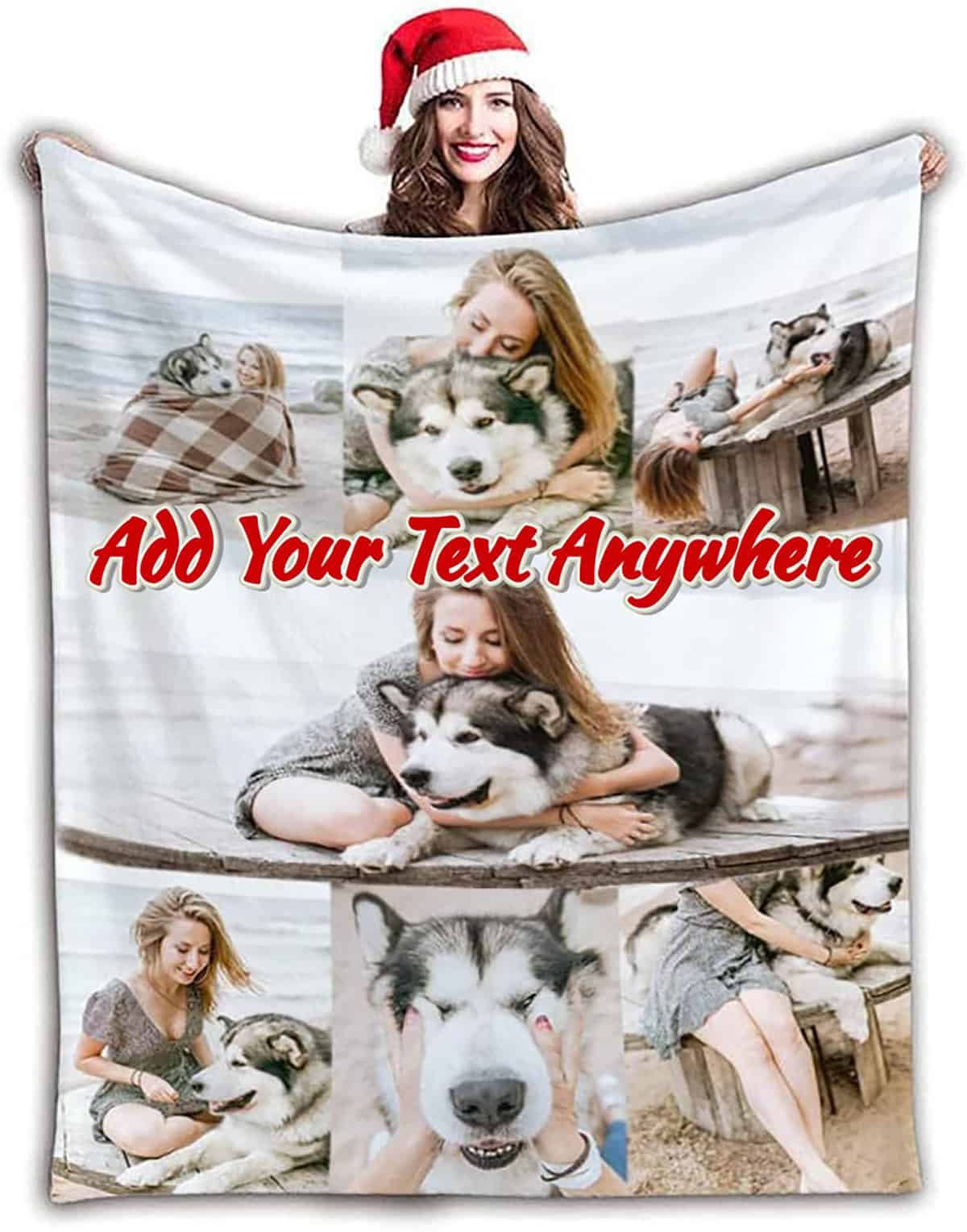 personalised blanket Custom Blanket with Photos Text.Custom Blanket with 1-9 Photo Collages.Flannel Blankets for Family Birthday Wedding Gift Fits Couch Sofa Bedroom Living Room-80cmX120cm