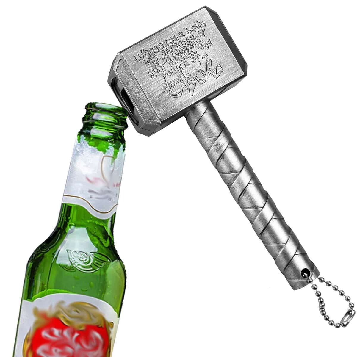 Kyowoll Marvel Avengers Style Thor's Hammer Bottle Opener - Perfect for Bar/Home Decoration and Marvel Lovers and Beer Lovers - End Game & Infinity War Gift (Silver)