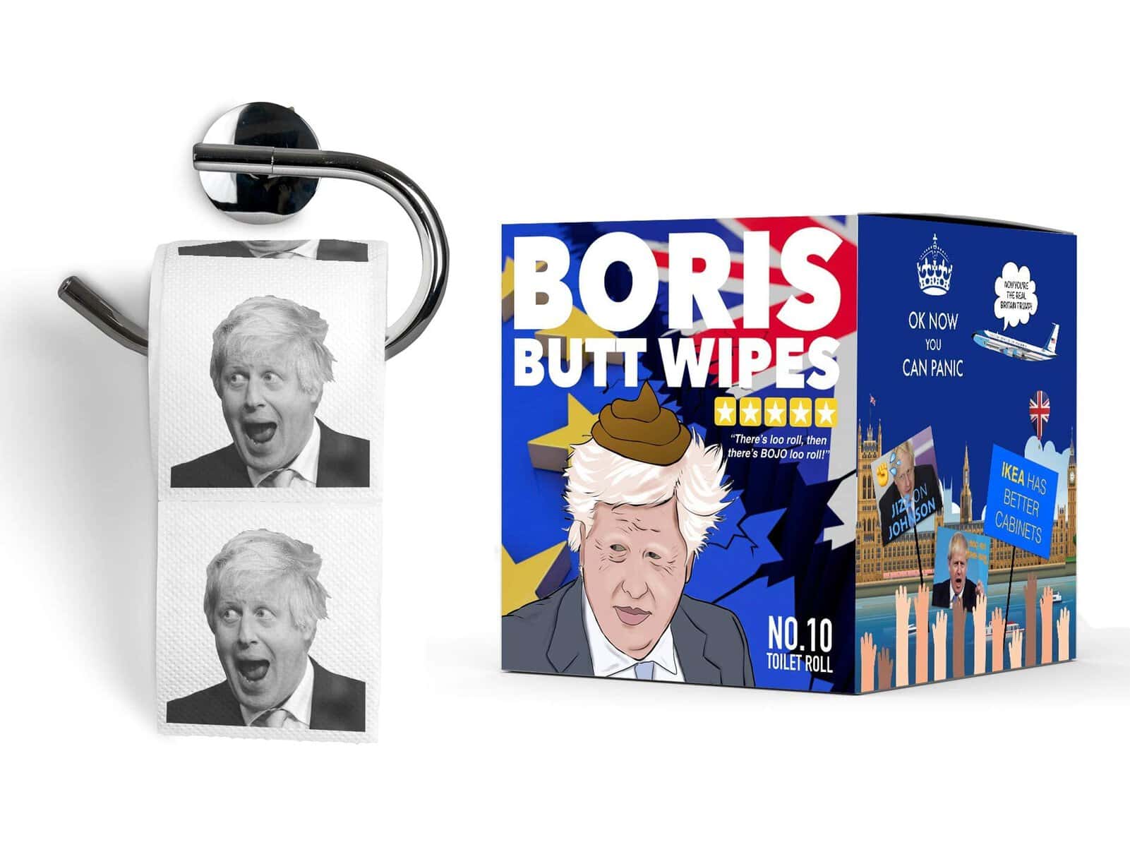 Boris Johnson Toilet Paper - Funny Printed Loo Roll in Novelty Gift Box - Brexit Special Boris Butt Wipes