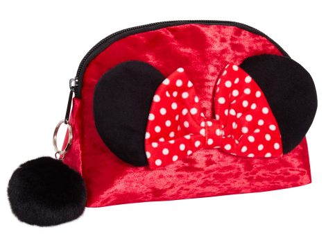 Red Velvet Minnie Mouse Make Up Bag, a delightful accessory for women and girls by Disney. Perfect for travel.