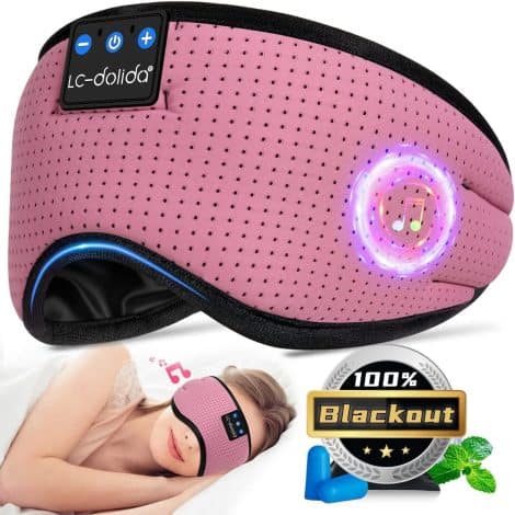 LC-dolida Sleep Mask for Side Sleepers: Relieve eye pressure with breathable fabric, comfy speakers, and earplugs for travel/napping.