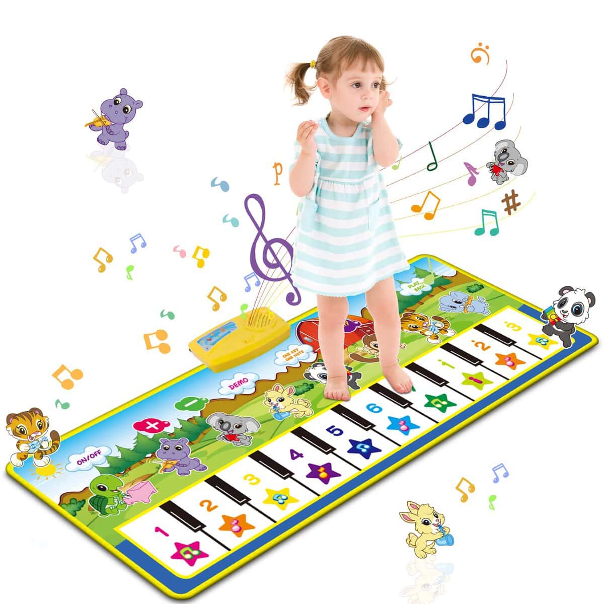 m zimoon Kids Piano Mat, Piano Music Mat Dance Mats Touch Play Mats Floor Keyboard Musical Carpet Mat Gift Toys for 2 3 4 5 6 Years Old Kids Boys Girls Toddlers (100 × 36 cm)