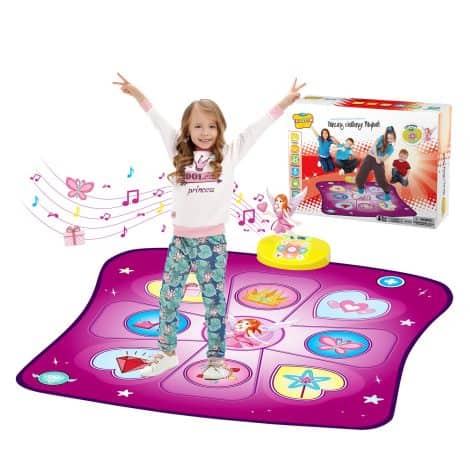 Purple Dance Mat Toys for Girls – Interactive play mat with LED lights, adjustable volume, and 3 game modes. Perfect gift for kids aged 3-9+.