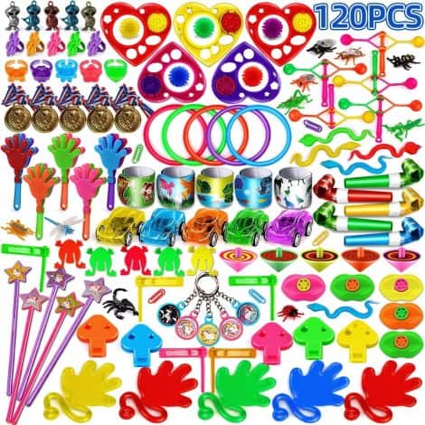 Assorted Party Bag Toys – 120pcs Lucky Dip Prizes, perfect for Kids’ Parties and Stocking Fillers.