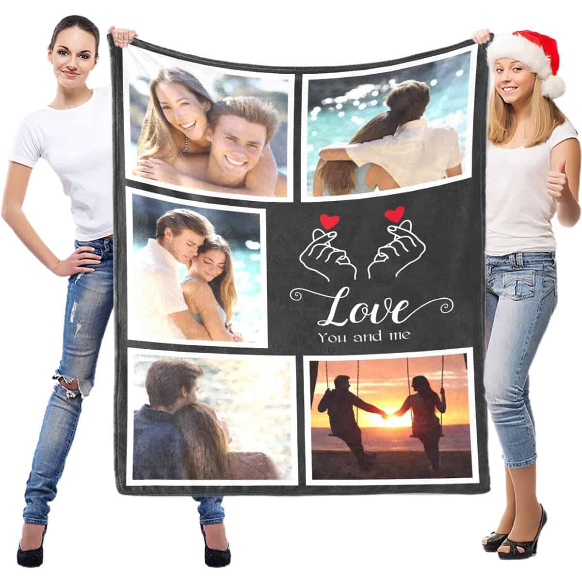 LNM Personalised Birthday Gifts for Women and Men, Personalised Blanket for Adults, Custom Blanket with Photos, Personalised Photo Blanket, Personalised Couples Gifts for Valentine, Anniversary