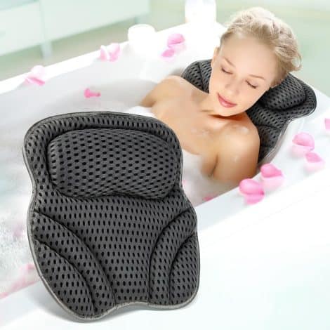 Luxury Waterproof Spa Pillow provides ultimate neck and back support, with non-slip suction, perfect for British bath time.