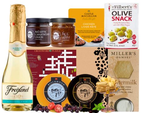 “Enjoy a selection of alcohol-free wine, award-winning cheeses, pretzels, olives, chutneys – perfect for men and women.”