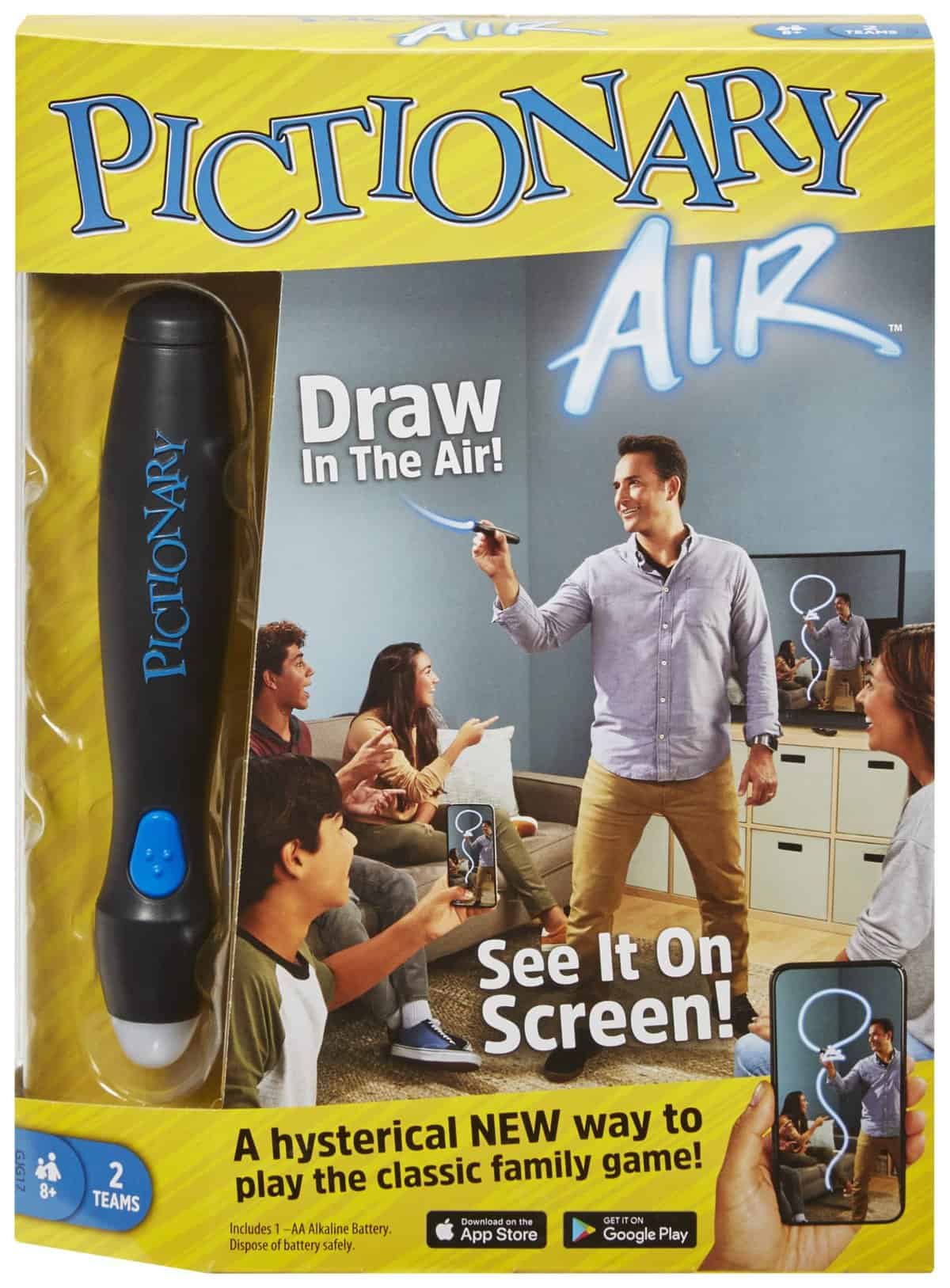 Mattel Games Pictionary Air, Family Board Game for Kids and Adults, Engaging Gift for Kids, Drawing Game for 2 Teams with Multiple Players, Ages 8 and Up, GJG17