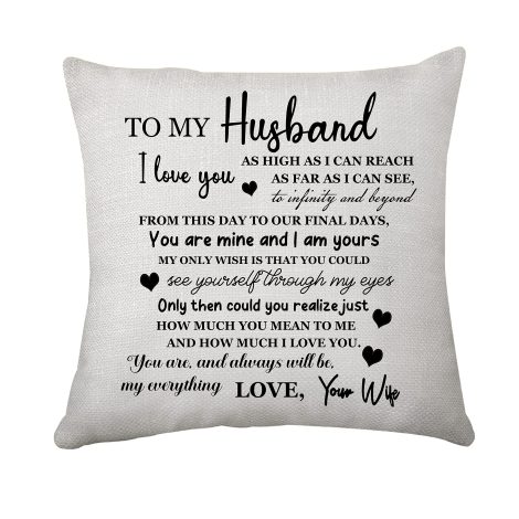 “To My Spouse” or “For my Beloved” cushion covers – a thoughtful and romantic gift for your partner.