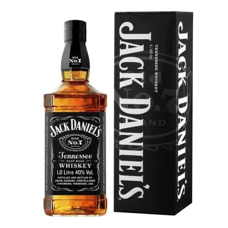 1L Jack Daniel’s Tennessee Whiskey presented in a stylish gift tin, perfect for gifting or collecting.