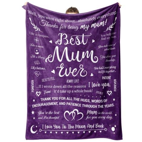 Fluffy Blanket for Mum – Perfect Christmas, Birthday, or Valentine’s gift to show appreciation to the best Mum ever. Size: 50×60 inches.