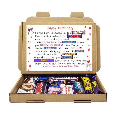 Custom Birthday Chocolate Poem Gift Box – a unique hamper with sweet treats for your loved one.