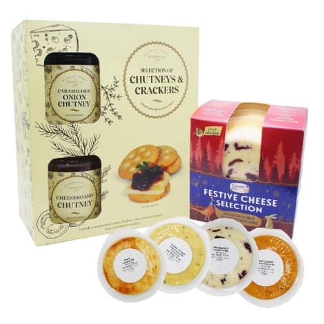 Christmas Cheese and Chutney Selection Gift – Ilchester Assorted Cheese and Hampton Chutneys with Crackers. Perfect for gifting!