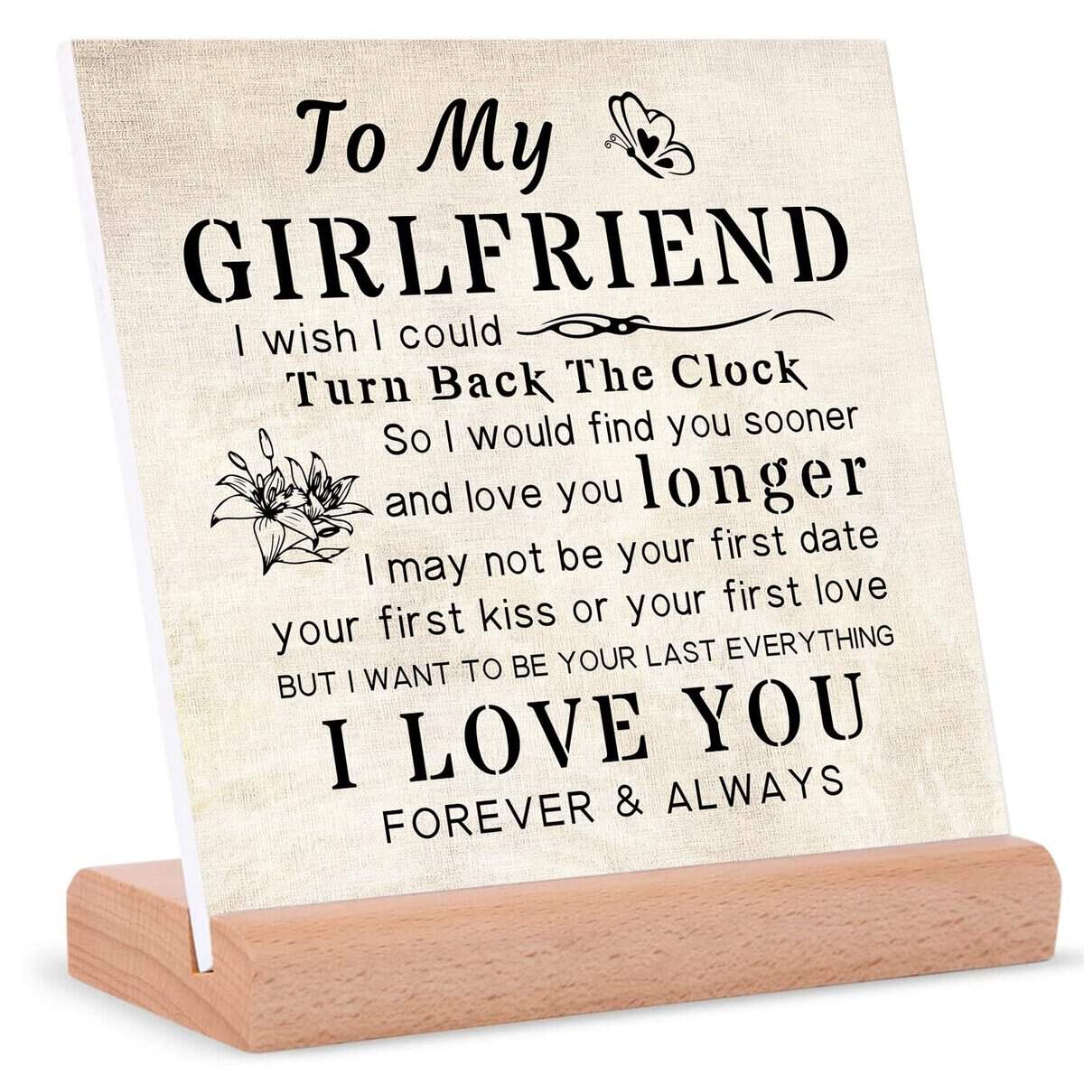 Girlfriend Gifts from Boyfriend, Gifts for Girlfriend - To My Girlfriend Desk Decor Gifts, Anniversary Romantic Gifts for Girlfriend, Girlfriend Birthday Card from Boyfriend, Valentines Gifts for Her