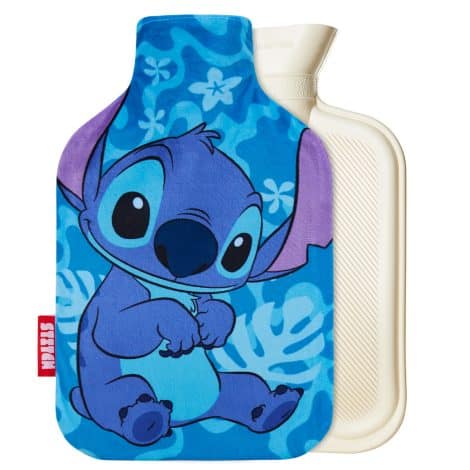 Disney Stitch hot water bottle with soft cover – 1.7 or 2 liter hot water bag for women, perfect for winter! (Blue Stitch)