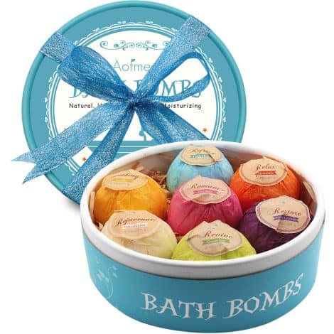 Aofmee Bath Bombs Gift Set, 7-piece Spa Kit, ideal for nourishing skin. Perfect presents for women, mothers, and kids.