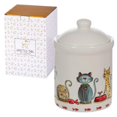 Happy Cats 1L Ceramic Jar: Cute cat-inspired kitchen accessory, ideal for storing tea, coffee, sugar, and treats. Perfect cat gift.