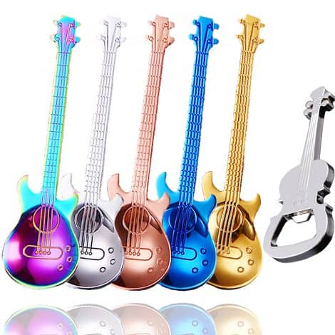 ESRISE Guitar Coffee Teaspoon Set – Musical stainless steel spoons perfect for gifting during Christmas and birthdays.