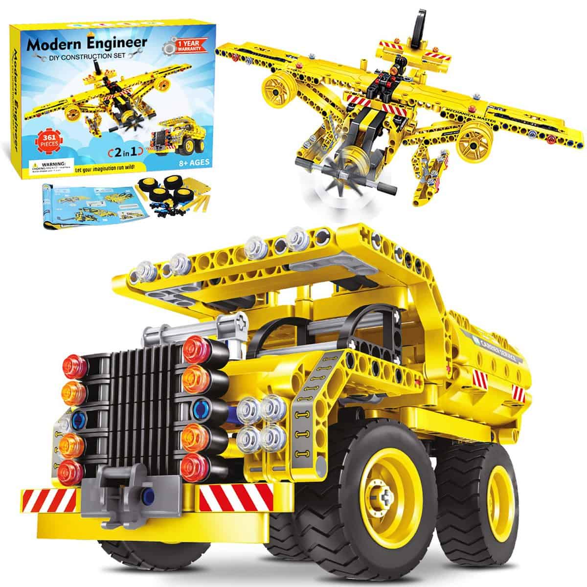 ACTRINIC 2-in-1 STEM Building Blocks Toys for Boys 8-12 Years Old-361Pcs Construction Engineering Kit Toys for Age 6 7 8 9 10 11 12 Years Old Boys&Girls Gift