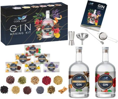 Cool Leaf Gin Making Kit – Ideal Gin Gift Set for Him & Her | 11 Botanicals for Crafting Your Own Gin | Chocolate Orange, Raspberry & Hibiscus, Mango, Lavender & More available.