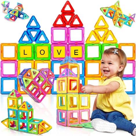 GLADTOP Magnetic Building Blocks: Engaging magnetic tiles set for kids, offering educational and creative fun. Ideal gift for birthdays.