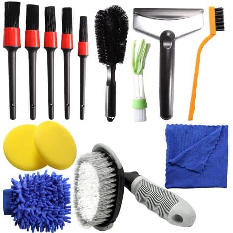 14 piece Car Detailing Brush Set, perfect for cleaning car interiors. Ideal gift for men.