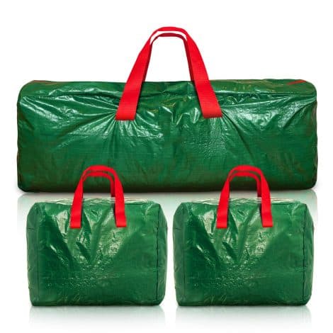 Hillington Xmas Tree Storage Bag and 2 Decoration Bags – Perfect for storing your Christmas tree, lights, and decorations.