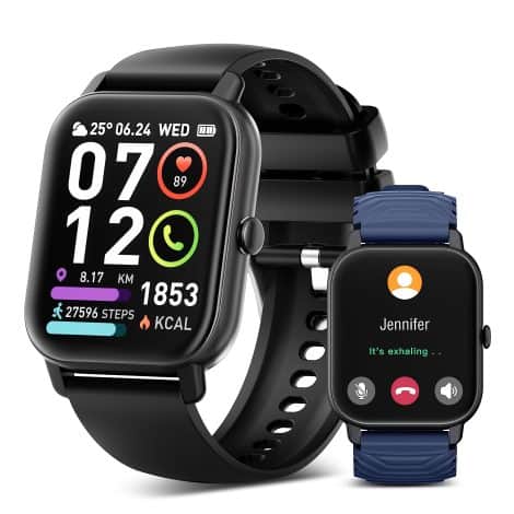 All-in-one Smart Wearable: Stylish 1.85″ Touch Wrist Device for British, featuring call functions, fitness tracking, and more.