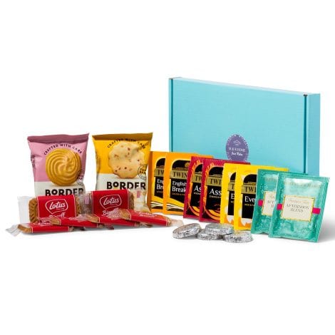 British Afternoon Tea Hamper filled with English Tea, biscuits, chocolates – perfect for couples, occasions, and gifting.