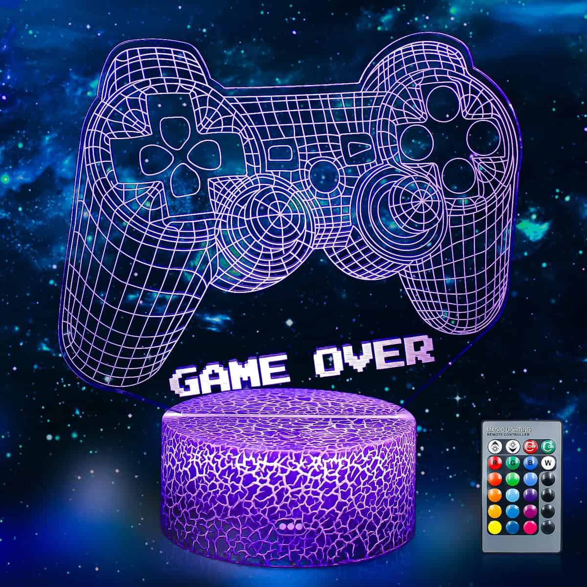 Gamepad 3D Illusion Lamp LED Night Light, USB Powered 16 Colours Flashing Remote Control Switch Bedroom Decoration Lighting Night Light Kids Adults for Boys Girls Birthday, Christmas, Festival Gifts