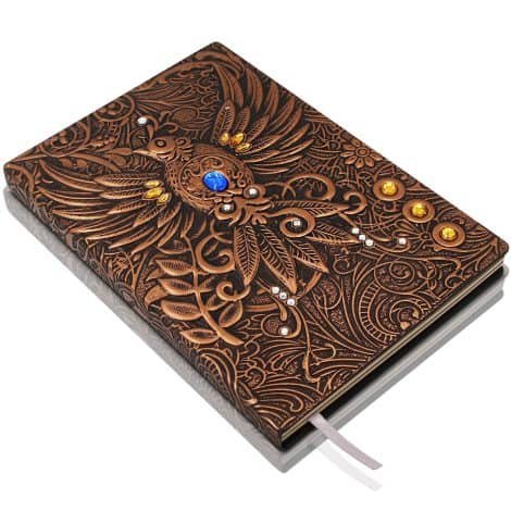 “A5 Red Bronze Phoenix Leather Journal – Stylish, Handmade Travel Diary with Lined Pages for Women, Men and Nerdy”