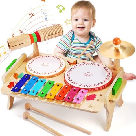 Sweet Time Kids Drum Set – Musical Toy for Toddlers, includes 7 Instruments. Perfect Birthday Gift for Boys and Girls.