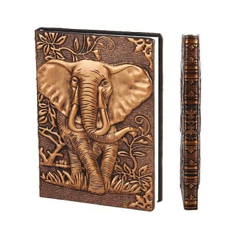 XUAN A5 Travel Journal: Premium Leather Notebook with Embossed 3D Elephant Cover, Ideal Gift for All Occasions.