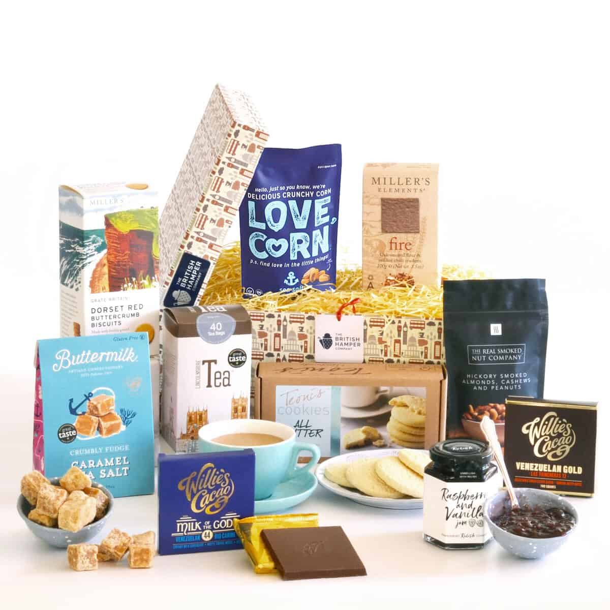 British Hamper Company Luxury Celebration Gourmet Food Hamper – Christmas Hampers For Men, Women & Parents, Get Well Soon Treat Gourmet Food Gift Baskets, Afternoon Tea For Birthday Or As Xmas Gifts