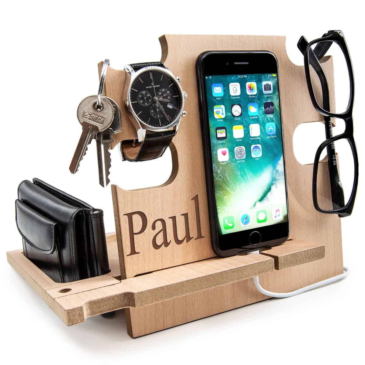 Personalized Docking Station for man (BEIGE, FONT STYLE 1)