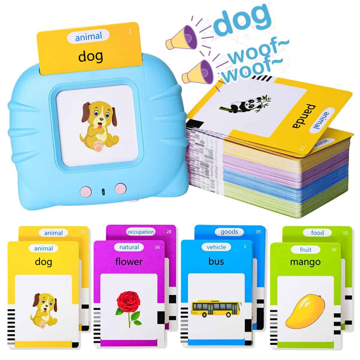 Talking Flash Cards Early Educational Toys for 3 4 5 6 Year Old Baby Boys Girls, Preschool Learning Reading Machine with 224 Words, Montessori Interactive Gift for Kids Toddlers