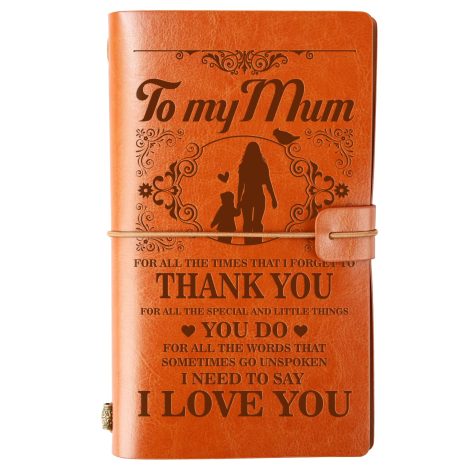 Mum’s Special Gift – Genuine Leather Journal with 140 Pages, Perfect for Travel, Mother’s Day, and Christmas. From Daughter.