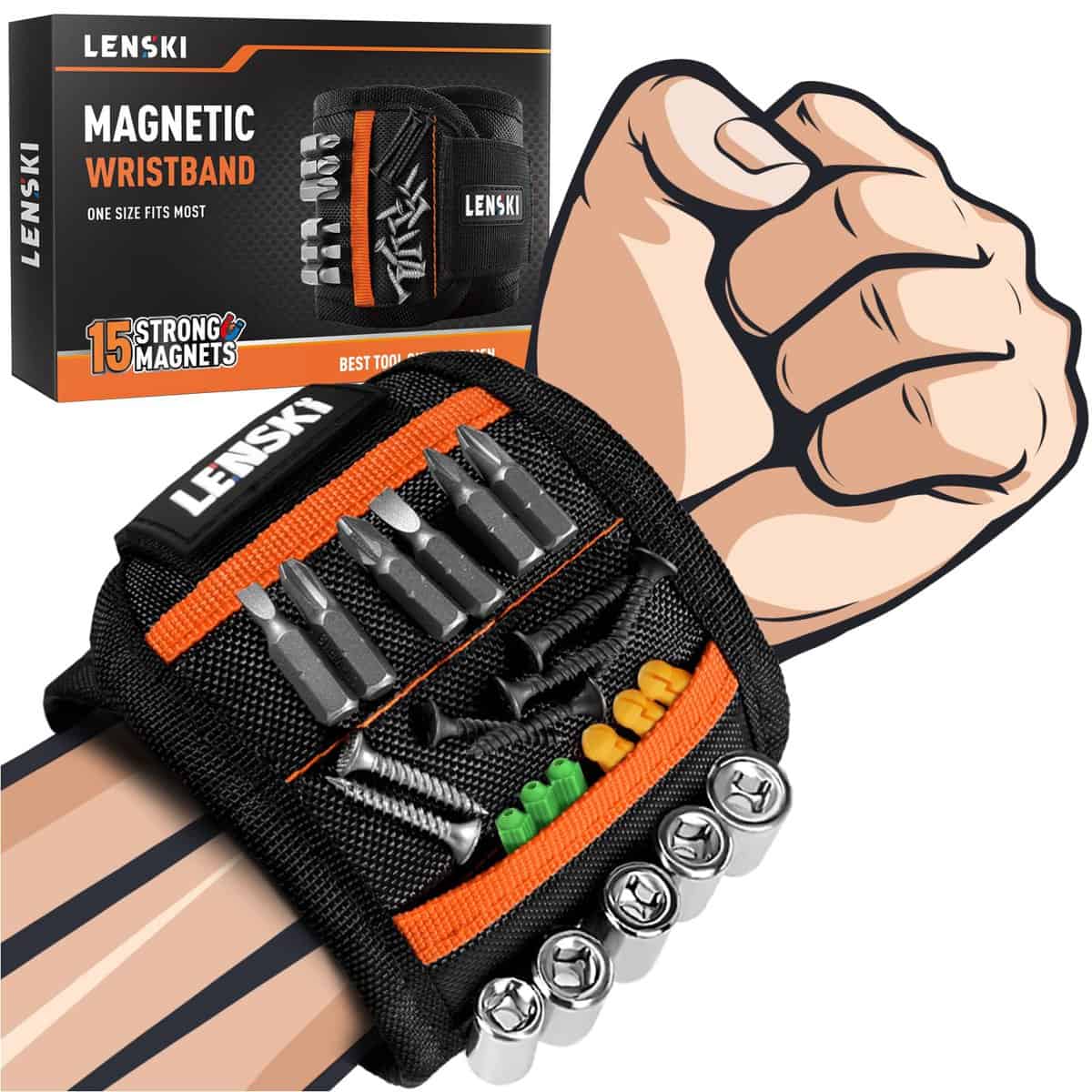 Lenski Gifts for Men Magnetic Wristband, Gadgets for Men, Mens Gifts for Dad, Stocking Fillers for Men, Christmas Gifts for Him, Valentines Gifts for Him, Birthday Gifts for Men, Fathers Gifts