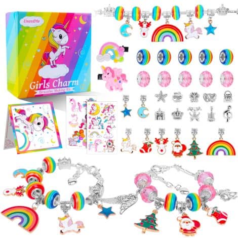 “Enchanting Bracelet Making Kit: Perfect Unicorn-Themed Art Set for Girls aged 5-12 – Great for Christmas or Birthdays!”