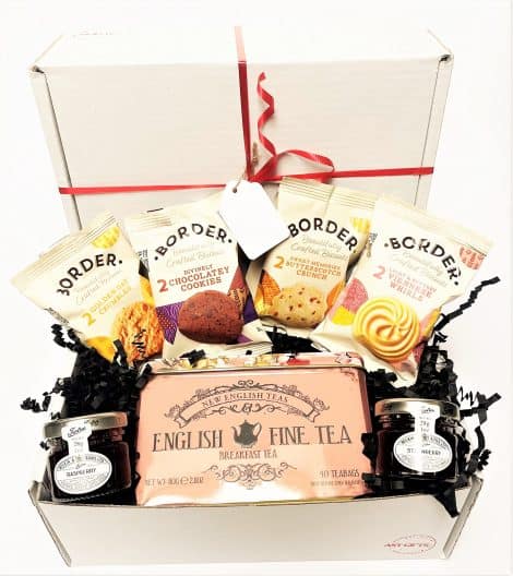 AST Gifts Afternoon Tea Box with Border Biscuits, Strawberry/Raspberry Jam; Perfect for any occasion!