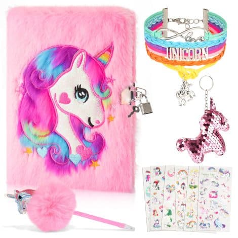 Unicorn-themed Secret Diary and Stationary Sets, perfect gifts for girls aged 6-12. Ideal for birthdays!