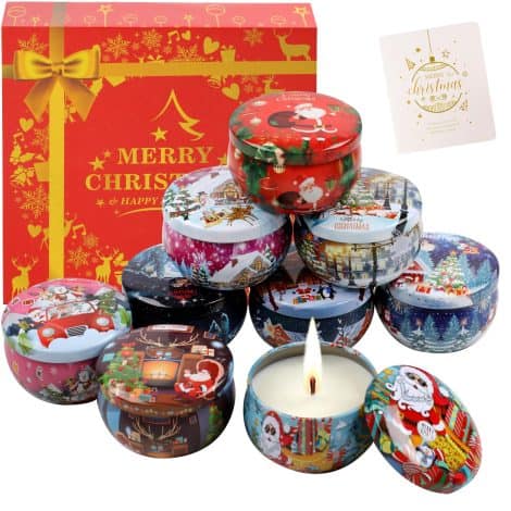 Festive Fragrance Candle Set for Her | 9-pack, 2.5 oz, Natural Soy Wax Aromatherapy Candles. Perfect gift for Christmas.