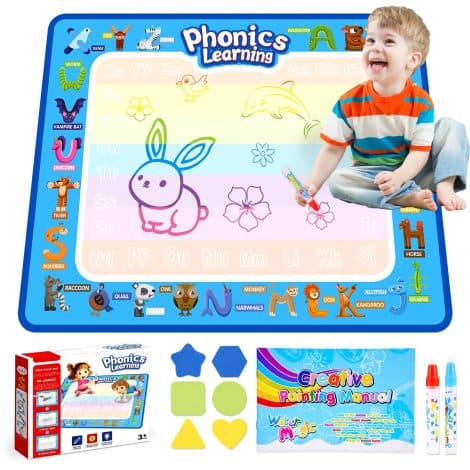 Grriopi Toddler Toys: Water Doodle Mat, Gifts for 1-6 Year Girls. Educational Drawing Mat for Kids.