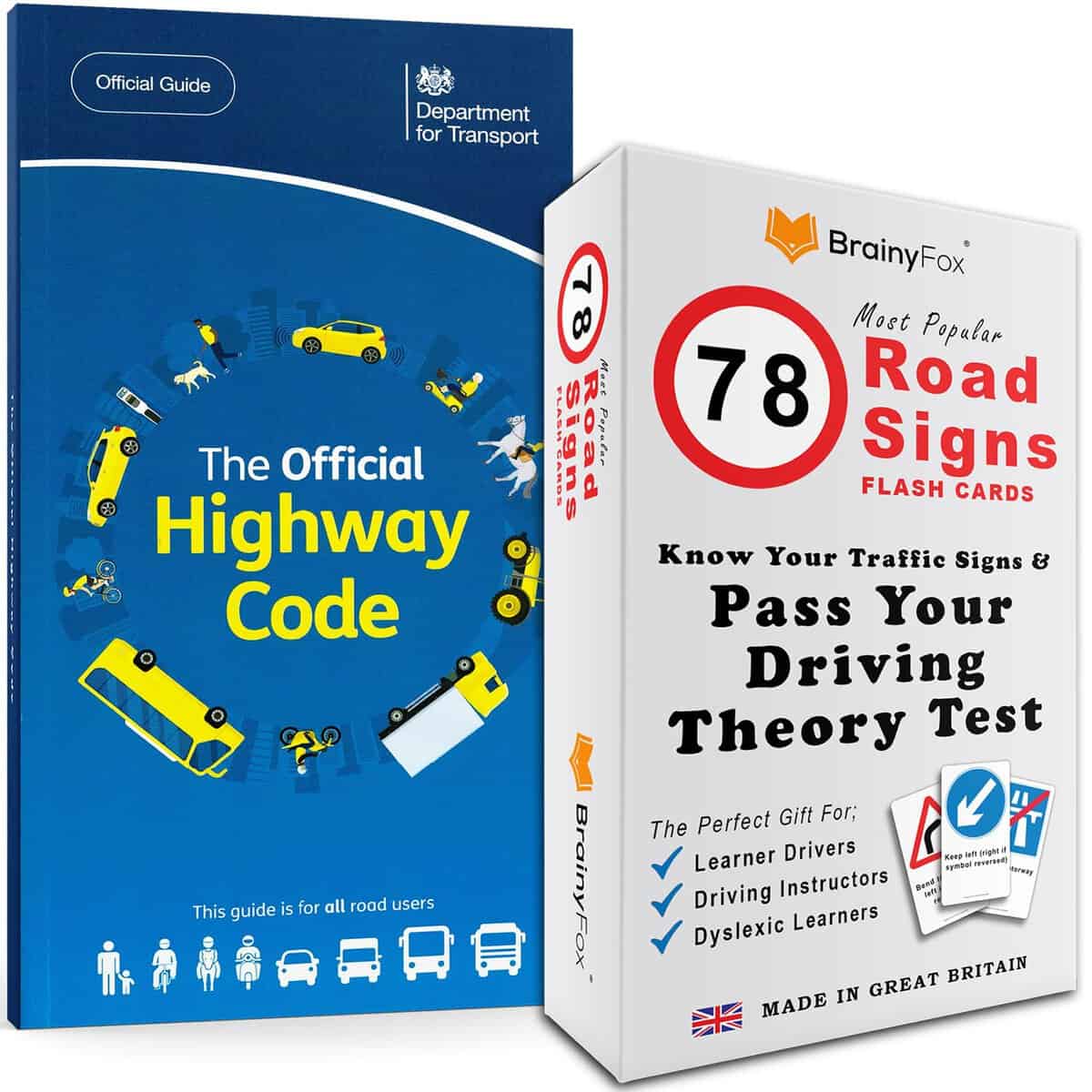 UK Driving Theory Test Kit: The Official Highway Code Book 2024 UK + 78 Road Signs Flash Cards. Teenage Boy Gifts Age 15 to 18 & Christmas Gifts for Teenage Girls 16-18