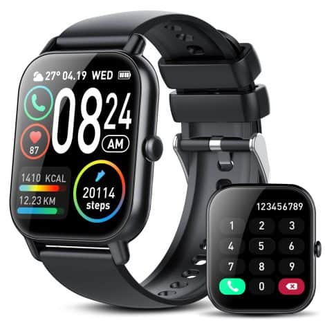 DUSONLAP Smart Watch for Men and Women: Answer and make calls, track 112 sports, and monitor your health.