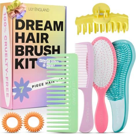 Lily England Hair Brush and Accessories Set, perfect gift for teenage girls, including detangling brush, comb, and more.