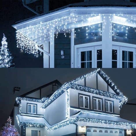 LEDYA 9M Cool White Icicle Lights: Plug-in, 8 Modes, Timer, Waterproof – Perfect for Xmas and Parties!