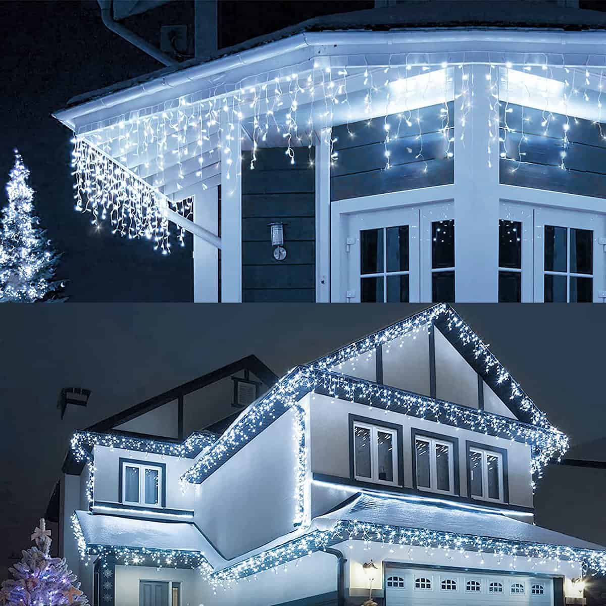 LEDYA 9M/29.53FT 240 LEDs Christmas Icicle Lights Plug in, Cool White with 8 Modes, Memory Function, Timer, IP44 Waterproof for Window, Party, Xmas, Outdoor, Indoor Decoration