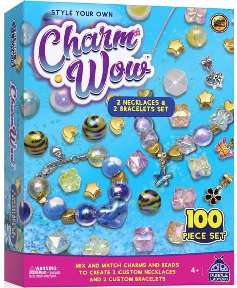 CharmWow Jewelry Kit for Kids, create your own necklaces and bracelets – perfect gifts for girls.