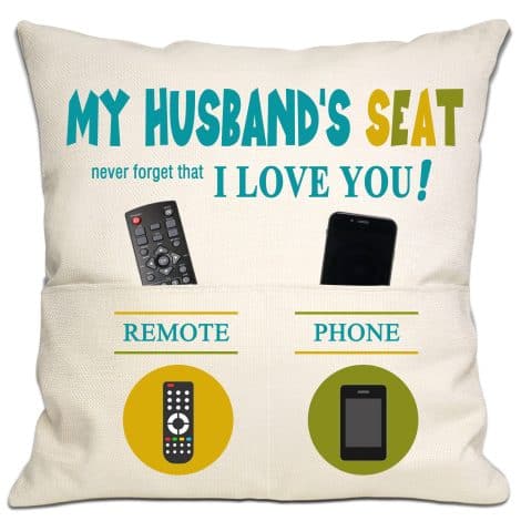 Gifts for your husband – personalized cushion cover with 2 pockets, perfect for birthdays, Valentine’s Day, and anniversaries.